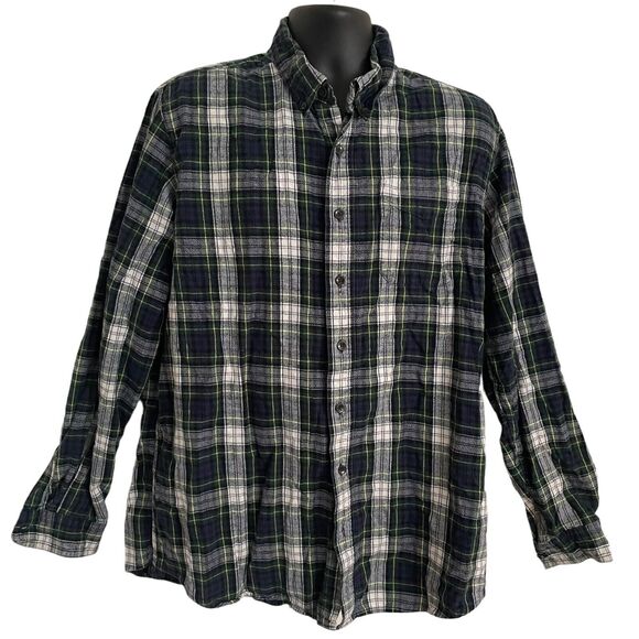 LL Bean Plaid Flannel Men’s Large Tall Cotton Button Down Shirt Traditional Fit - Picture 1 of 8